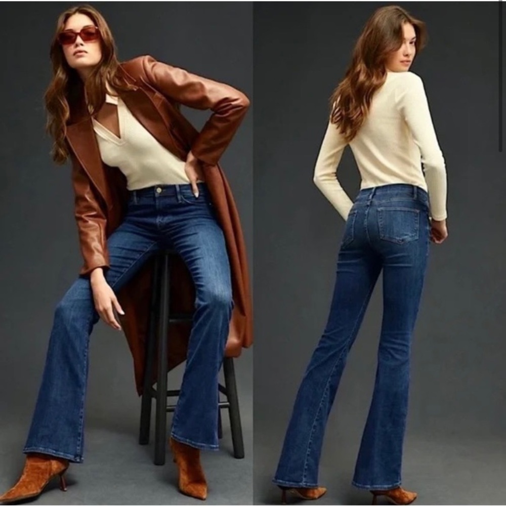 Frame Denim Jeans Le High Flare Dublin Cowgirl Raw Hem Blue size 29